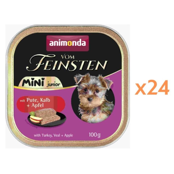 ANIMONDA Vom Feinsten Mini Junior z indykiem, cielęciną i jabłkiem 24x100g mokra karma dla szczeniąt małych ras