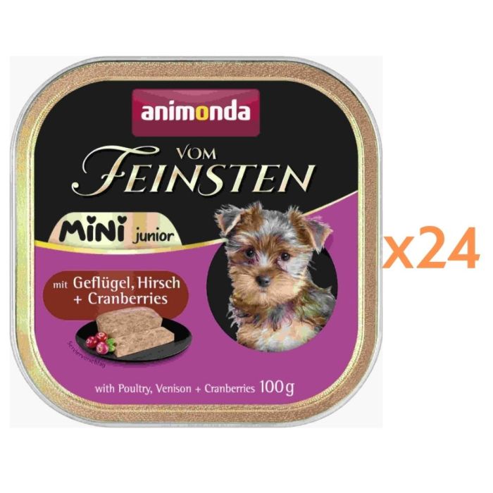 ANIMONDA Vom Feinsten Mini Junior z drobiem, dziczyzną i żurawiną 24x100g mokra karma dla szczeniąt małych ras