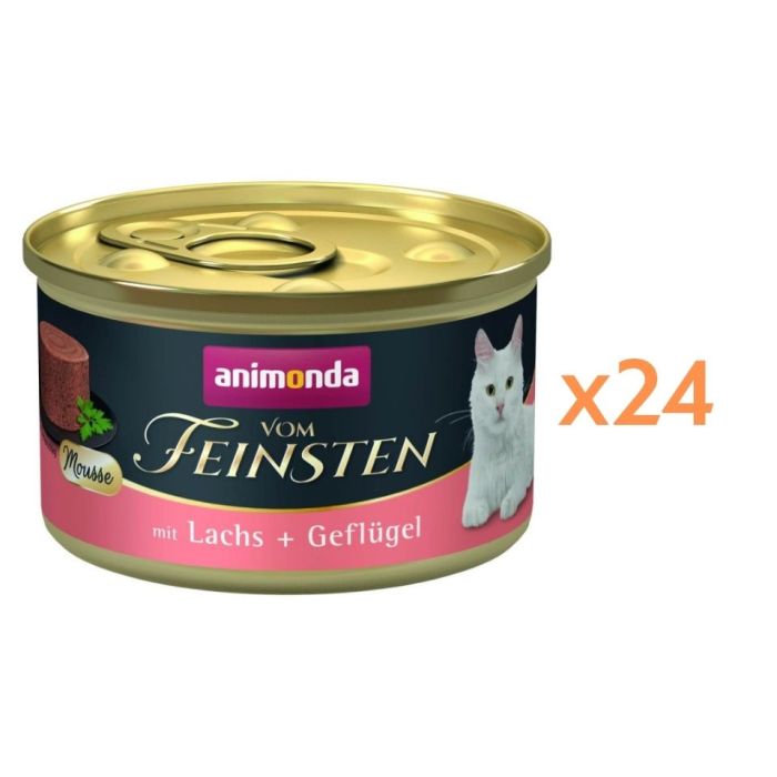 ANIMONDA Vom Feinsten Mousse z łososiem i drobiem 24x85 g mus dla kotów