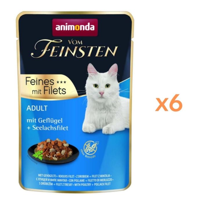 ANIMONDA Vom Feinsten Fines mit Filets Adult Drób i filet z mintaja 6x85g mokra karma dla kotów