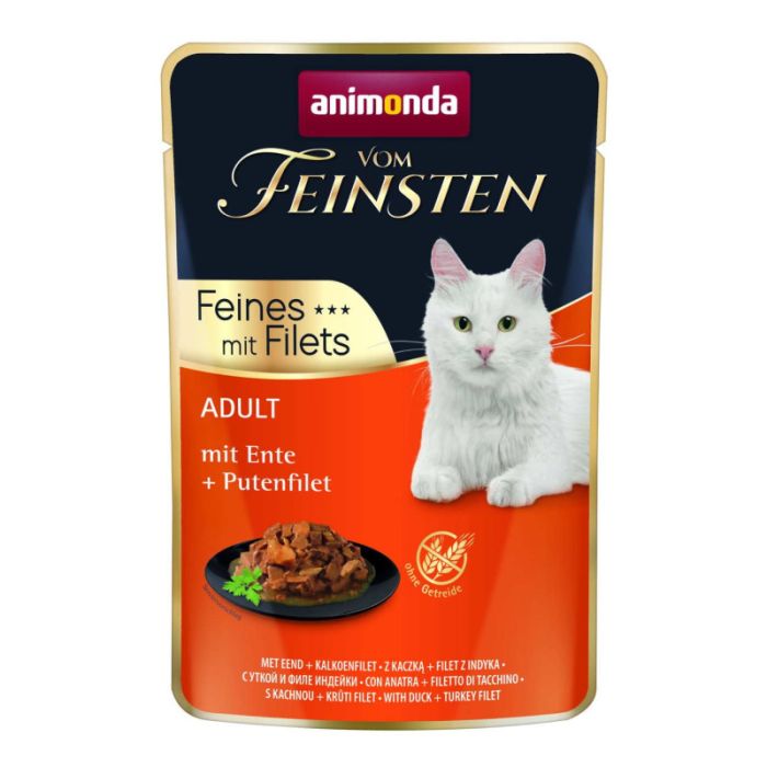 ANIMONDA Vom Feinsten Fines mit Filets Adult Kaczka i filet z indyka 6x85g mokra karma dla kotów