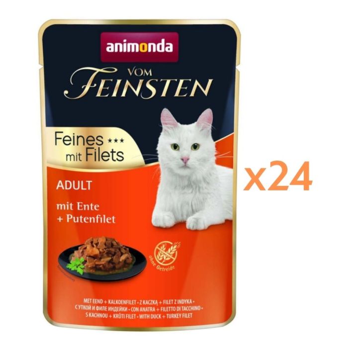 ANIMONDA Vom Feinsten Fines mit Filets Adult Cielęcina i filet z kurczaka 24x85g mokra karma dla kotów