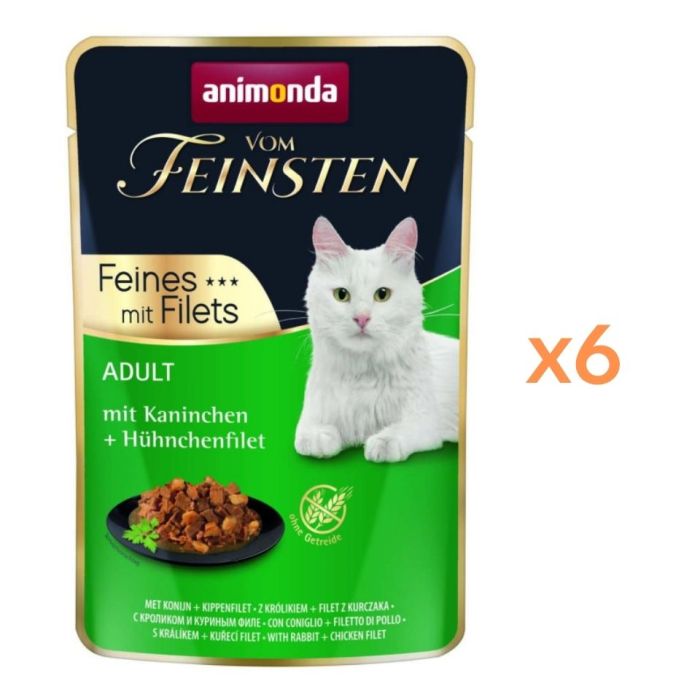 ANIMONDA Vom Feinsten Fines mit Filets Adult Królik i filet z kurczaka 6x85g mokra karma dla kotów