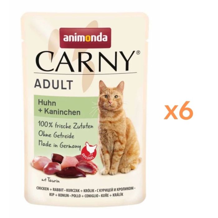ANIMONDA Carny Adult Pouch Kurczak i królik 6x85g mokra karma dla kotów