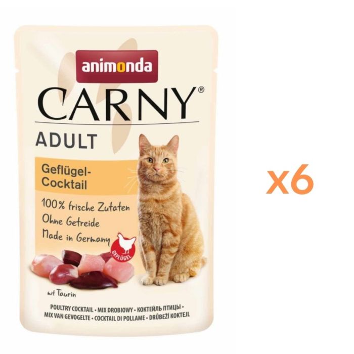 ANIMONDA Carny Adult Pouch Koktajl drobiowy 6x85g mokra karma dla kotów