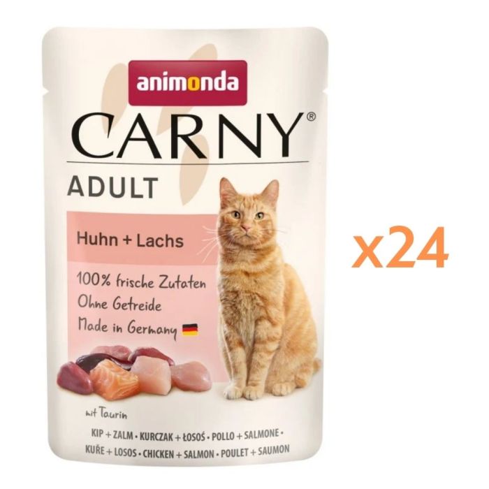 ANIMONDA Carny Adult Pouch Kurczak i łosoś 24x85g mokra karma dla kotów