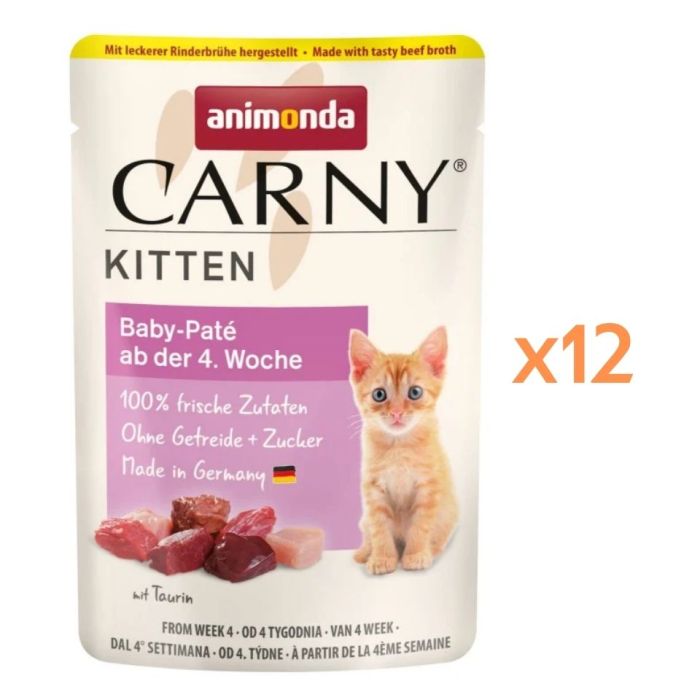 ANIMONDA Carny Kitten Pouch Baby pate 12x85g mokra karma dla kociąt