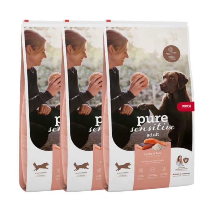 MERA Dog Pure Sensitive Adult Salmon Rice 3x4 kg łosoś i ryż, sucha karma dla wrażliwych psów