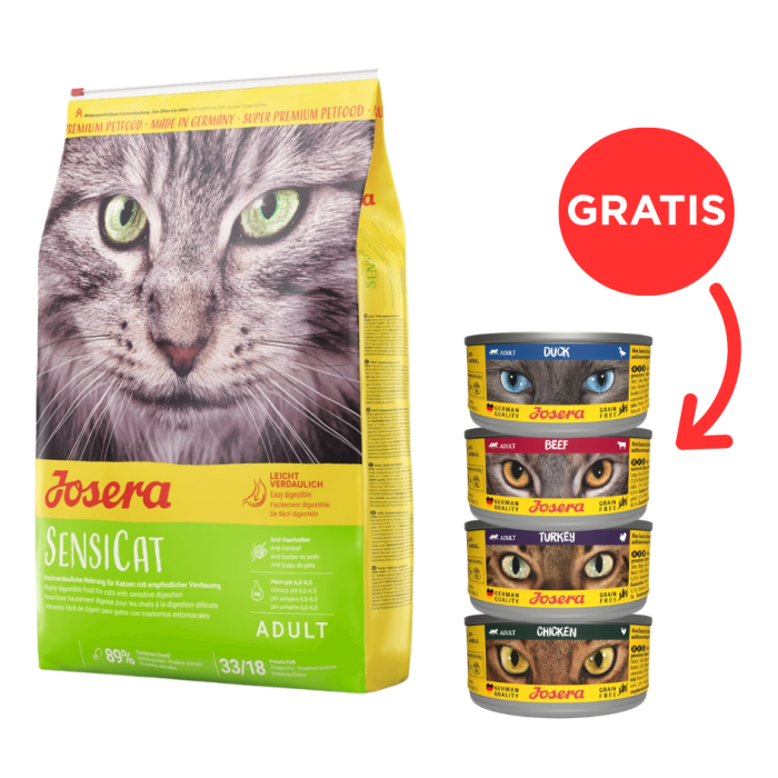 JOSERA SensiCat dla wrażliwych kotów 10 kg + 4 puszki GRATIS