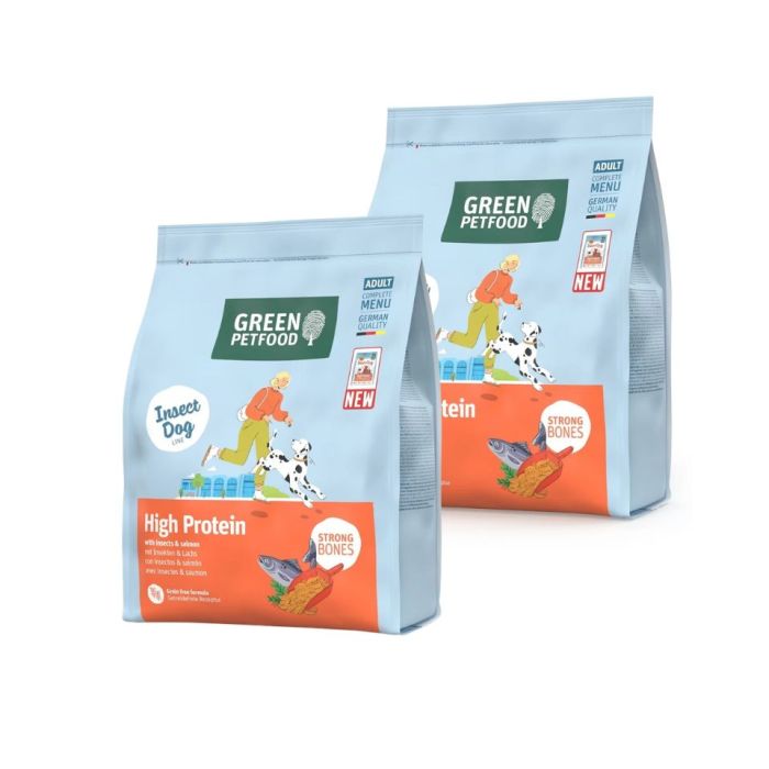 GREEN PETFOOD InsectDog with Salmon High Protein 2x900g z białkiem owadów i łososiem dla aktywnych psów