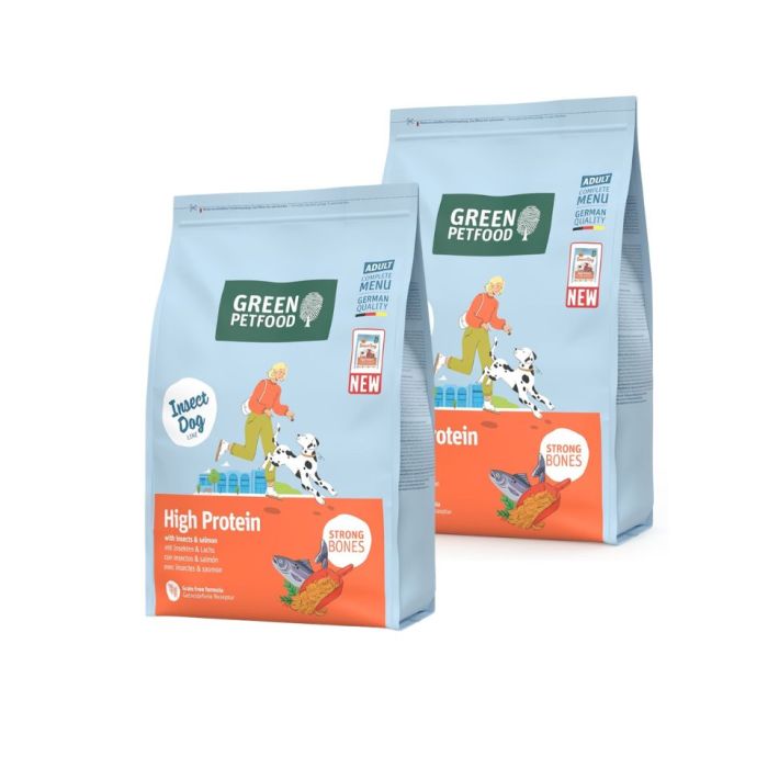 GREEN PETFOOD InsectDog with Salmon High Protein 2x3kg z białkiem owadów i łososiem dla aktywnych psów