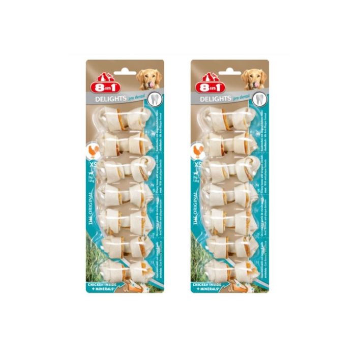 8IN1 Przysmak dla psa Dental Delights Bones XS 2x7 szt.