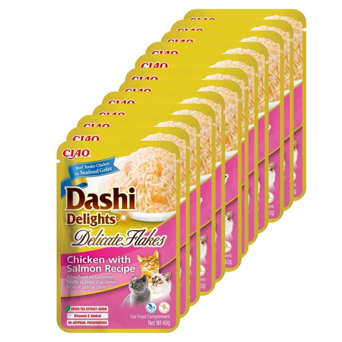 INABA Cat Dashi Delights Delicate Flakes Kurczak i łosoś 12x40g
