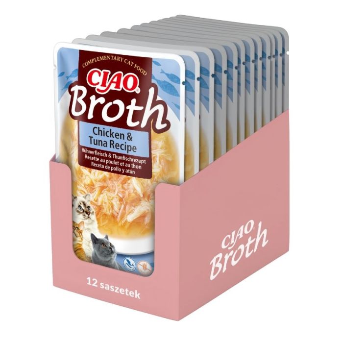 INABA CIAO Broth Bulion z kurczakiem i tuńczykiem dla kotów 12x40g