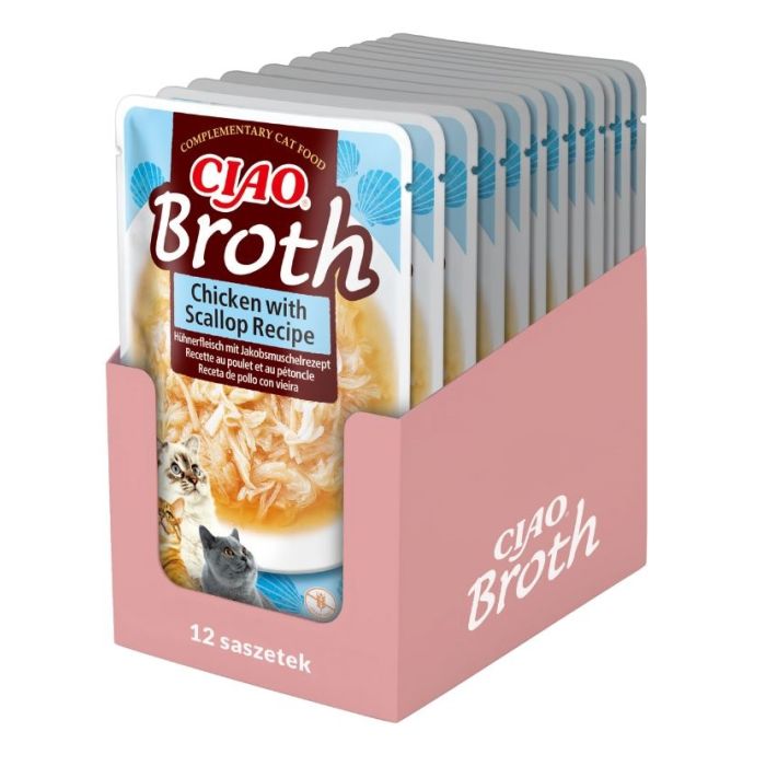 INABA CIAO Broth Bulion z kurczakiem i przegrzebkami dla kotów 12x40g