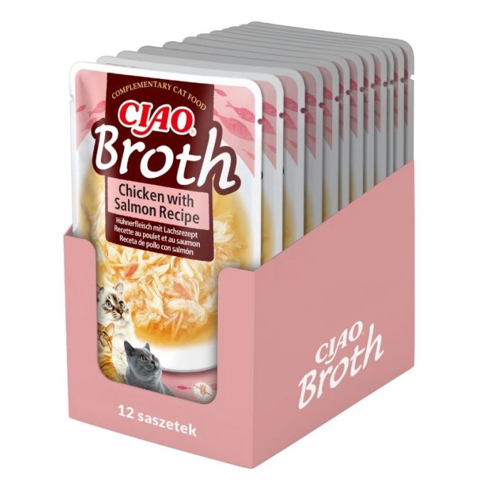 INABA CIAO Broth Bulion z kurczakiem i łososiem dla kotów 12x40g