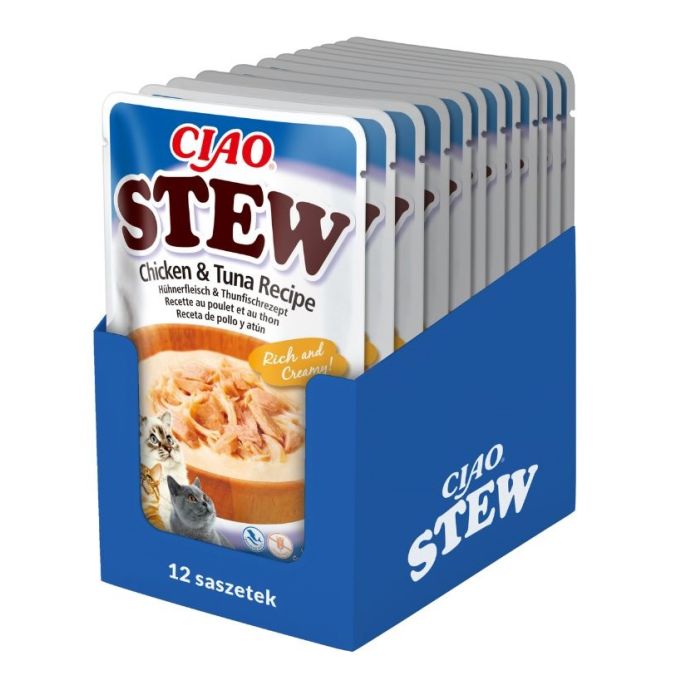 INABA CIAO Stew Potrawka z kurczaka i tuńczyka dla kotów 12x40 g