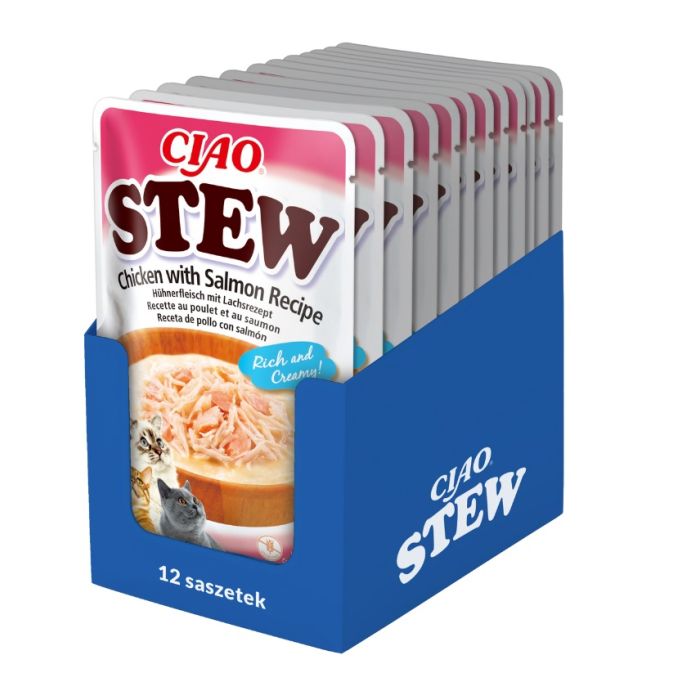 INABA CIAO Stew Potrawka z kurczaka i łososia 12x40g