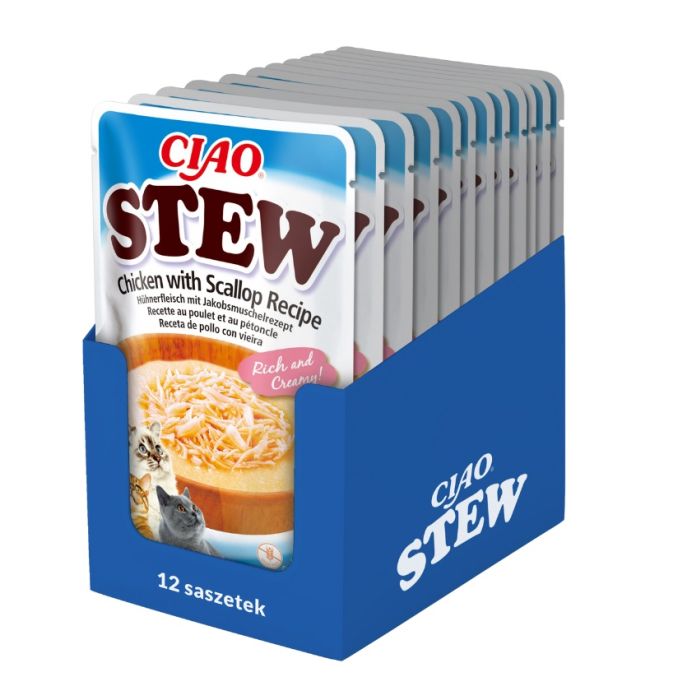 INABA CIAO Stew Potrawka z kurczaka i przegrzebkami 12x40g