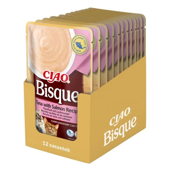 INABA CIAO Bisque Zupa krem z tuńczyka i łososia dla kotów 12x40g