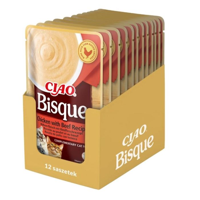 INABA CIAO Bisque Zupa krem z kurczaka i wołowiny 12x40g