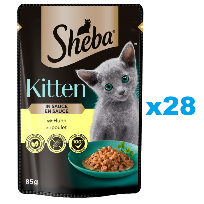 SHEBA Kitten saszetka 28x85 g mokra karma pełnoporcjowa dla kociąt kawałki z kurczakiem w sosie