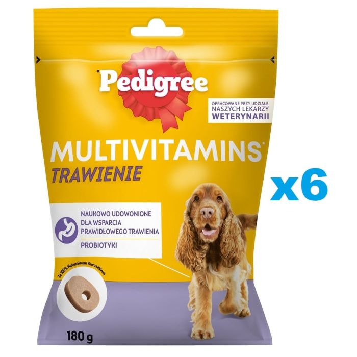 PEDIGREE Multivitamins Trawienie karma uzupełniająca na trawienie dla dorosłych psów smak kurczaka 6x180 g