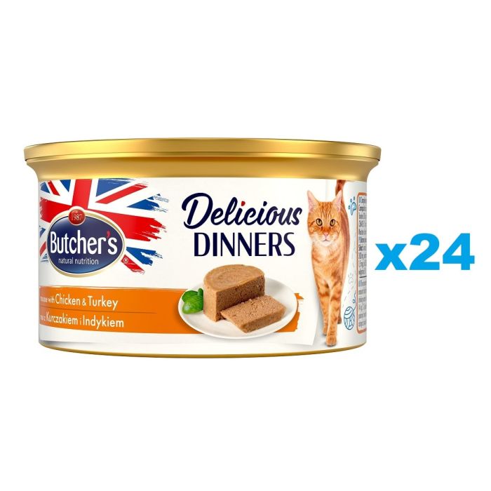 BUTCHER'S Classic Delicious Dinners z kurczakiem i indykiem mus 24x85 g