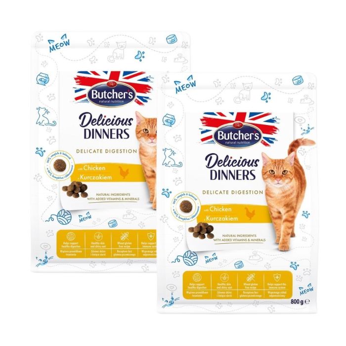 BUTCHER'S Functional Cat Sensitive dla wrażliwych kotów z kurczakiem 2x800 g