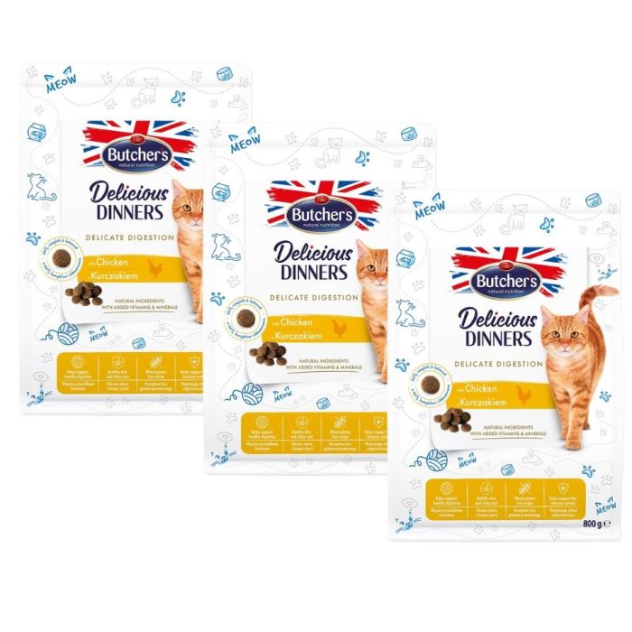 BUTCHER'S Functional Cat Sensitive dla wrażliwych kotów z kurczakiem 3x800 g