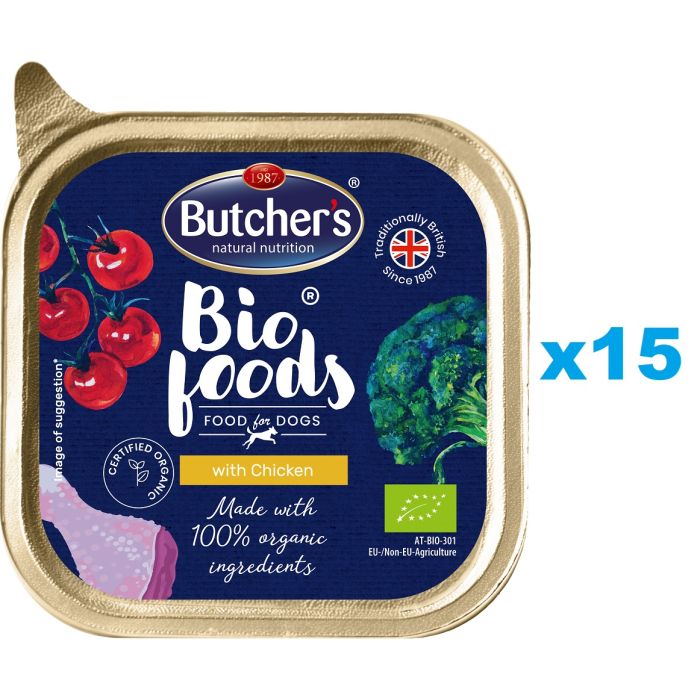 BUTCHER'S BIO foods kurczak 15x150 g pasztet dla psa
