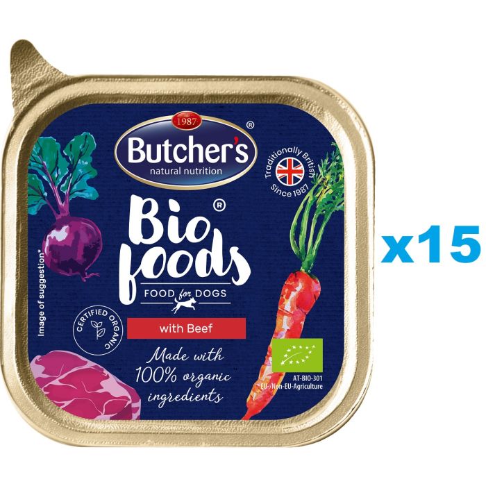 BUTCHER'S BIO foods wołowina 15x150 g pasztet dla psa