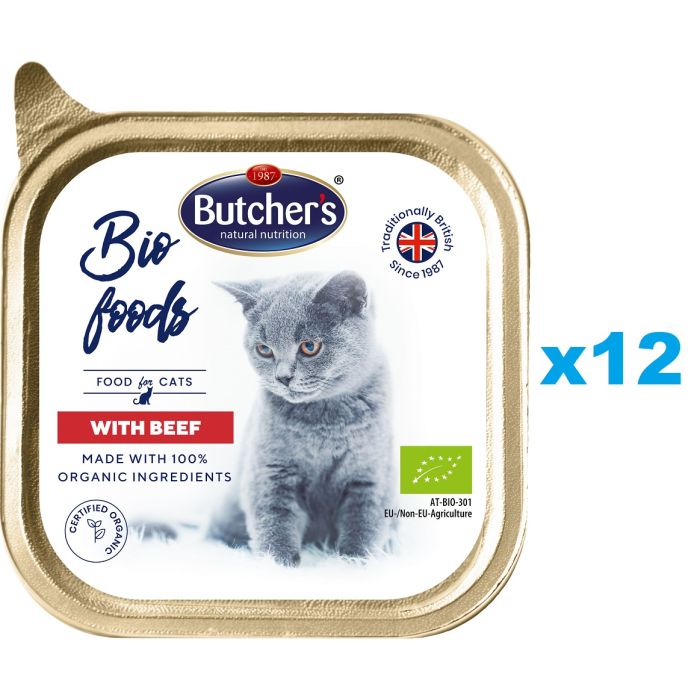 BUTCHER'S BIO foods wołowina 12x85 g pasztet dla kota