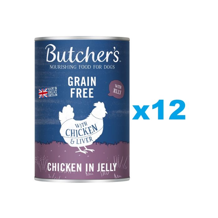 BUTCHER'S Original Recipe in Jelly, karma dla psa, kawałki z kurczakiem w galaretce 12 x 400g