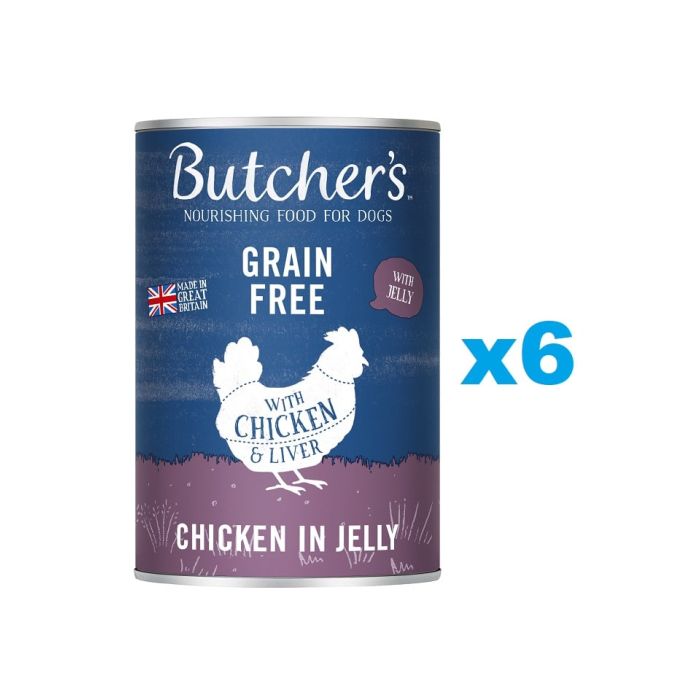 BUTCHER'S Original Recipe in Jelly, karma dla psa, kawałki z kurczakiem w galaretce 6 x 400g