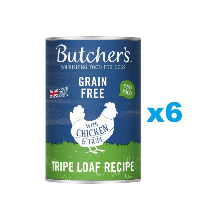 BUTCHER'S Original Tripe, karma dla psa, z kurczakiem i żwaczem, pasztet, 6 x 400g