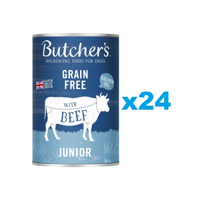 BUTCHER'S Original Junior, karma dla psa, kawałki z wołowiną w galaretce 24 x 400g