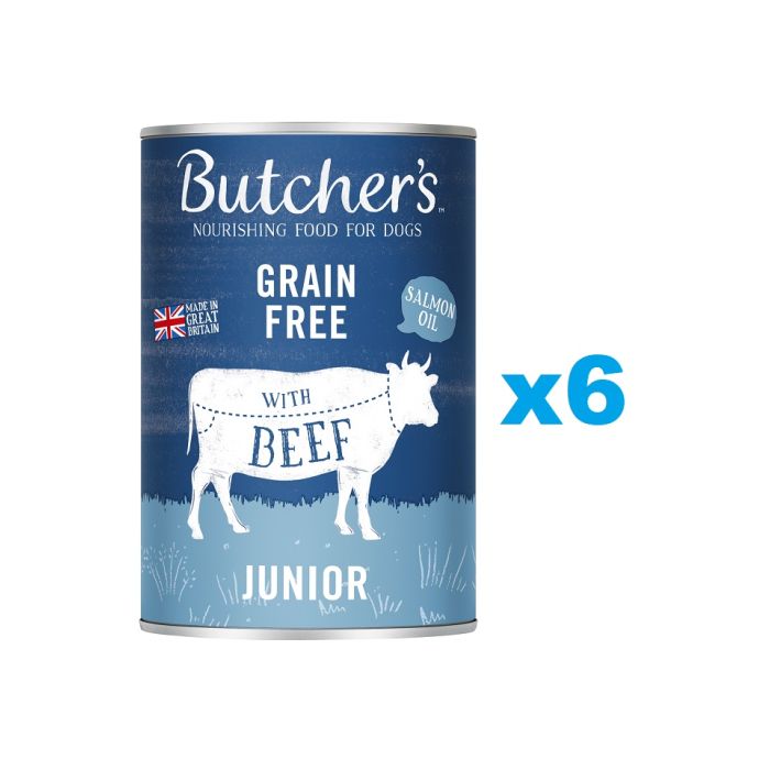 BUTCHER'S Original Junior, karma dla psa, kawałki z wołowiną w galaretce, 6 x 400g