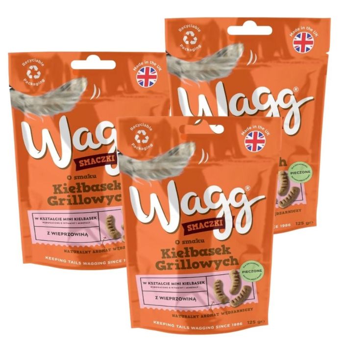 WAGG o smaku kiełbasek grillowych 3x125g smaczki dla psa