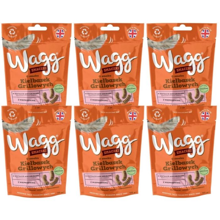 WAGG o smaku kiełbasek grillowych 6x125g smaczki dla psa