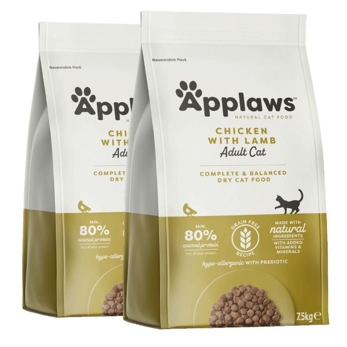 APPLAWS Dry cat Adult kurczak i jagnięcina karma dla dorosłych kotów 15 kg (2 x 7,5 kg)