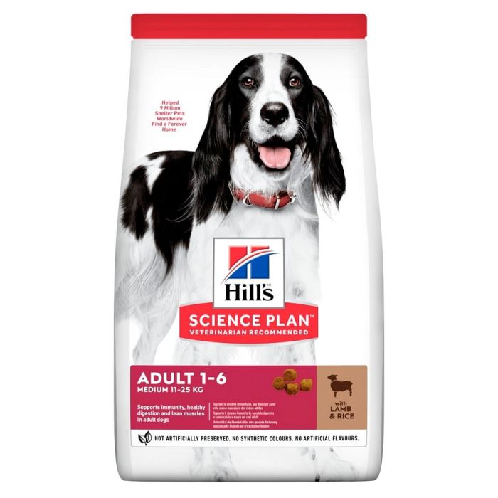HILL'S Science Plan Canine Adult Medium Lamb & Rice 18 kg karma dla psów ras średnich jagnięcina i ryż + 2x konserwa i Ajax Spray GRATIS