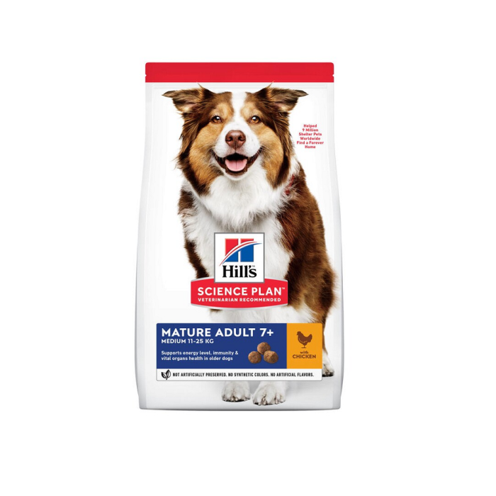 HILL'S Science Plan Canine Mature Adult Chicken New 14 kg dla starszych psów + 2x konserwa i Ajax Spray GRATIS