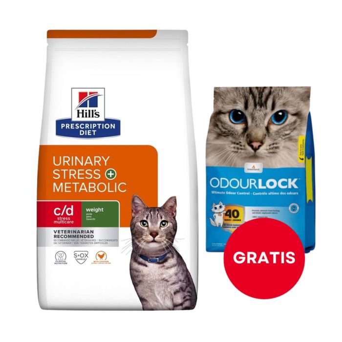HILL'S Prescription Diet Feline Urinary Stress + Metabolic c/d Stress Multicare 8 kg + żwirek dla kotów 6 kg GRATIS