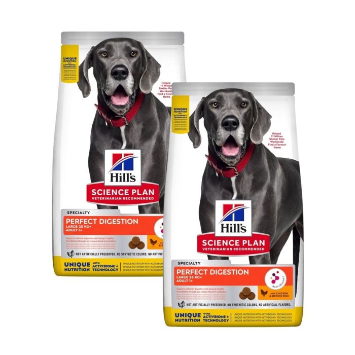 HILL'S Science Plan Canine Adult Large Perfect Digestion Chicken and Brown Rice 2x14kg karma na zdrowe trawienie dla dużych psów