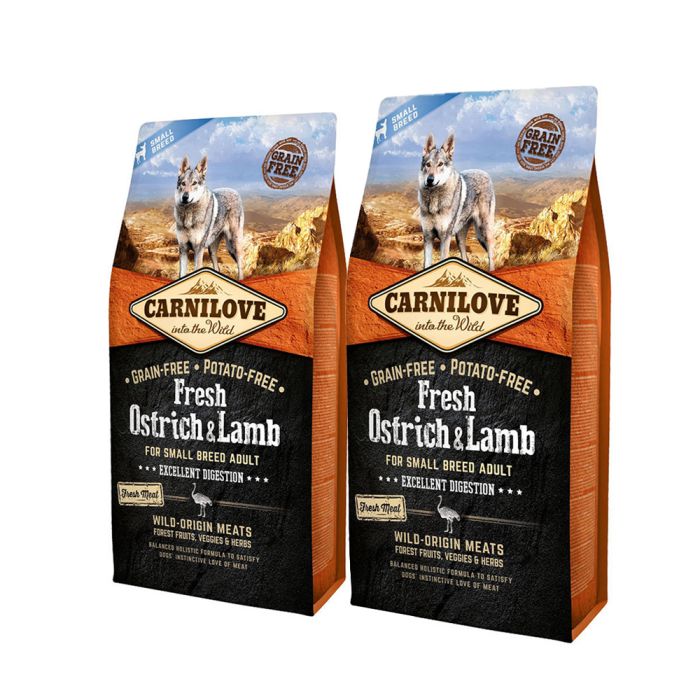 CARNILOVE Fresh Adult small breed struś i jagnięcina 12 kg (2 x 6 kg)