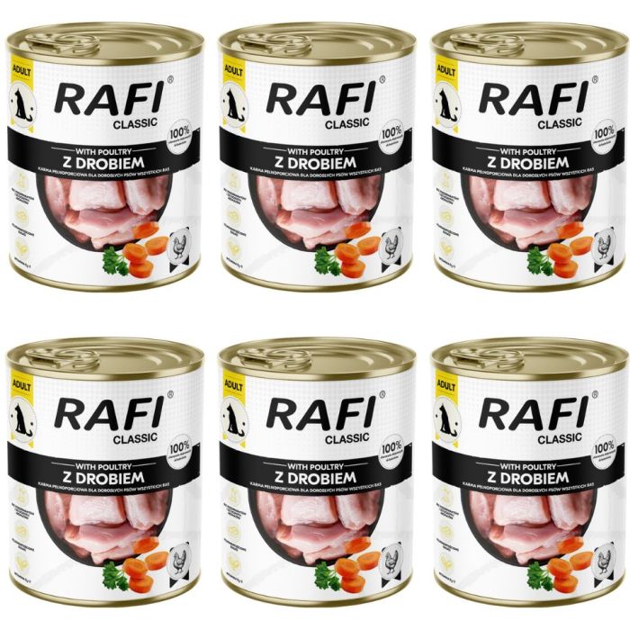 RAFI Classic z drobiem 6x800 g mokra karma dla psa