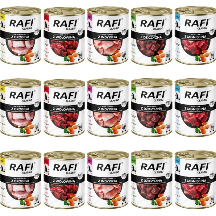 RAFI Classic Mix 5 smaków 15x800 g mokra karma dla psa