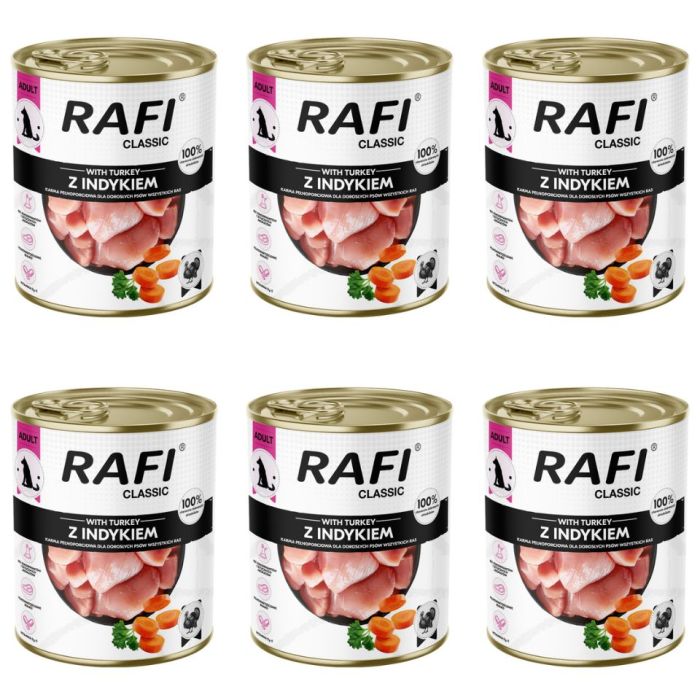 RAFI Classic z indykiem 6x800 g mokra karma dla psa