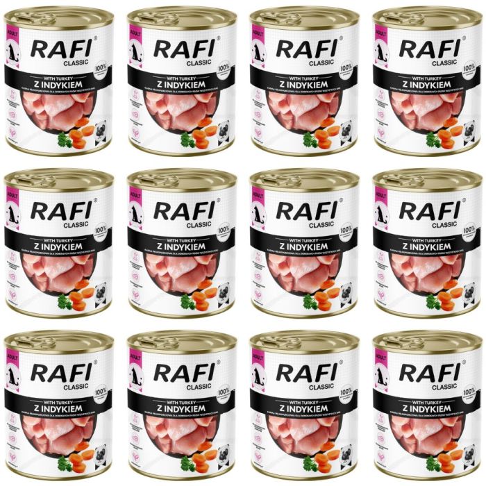 RAFI Classic z indykiem 12x800 g mokra karma dla psa